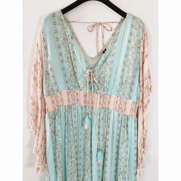 Anthropologie Me 2 Magic Dress XL Boho Fringe Tassel Tie Fairy Festival Resort - Picture 4 of 11